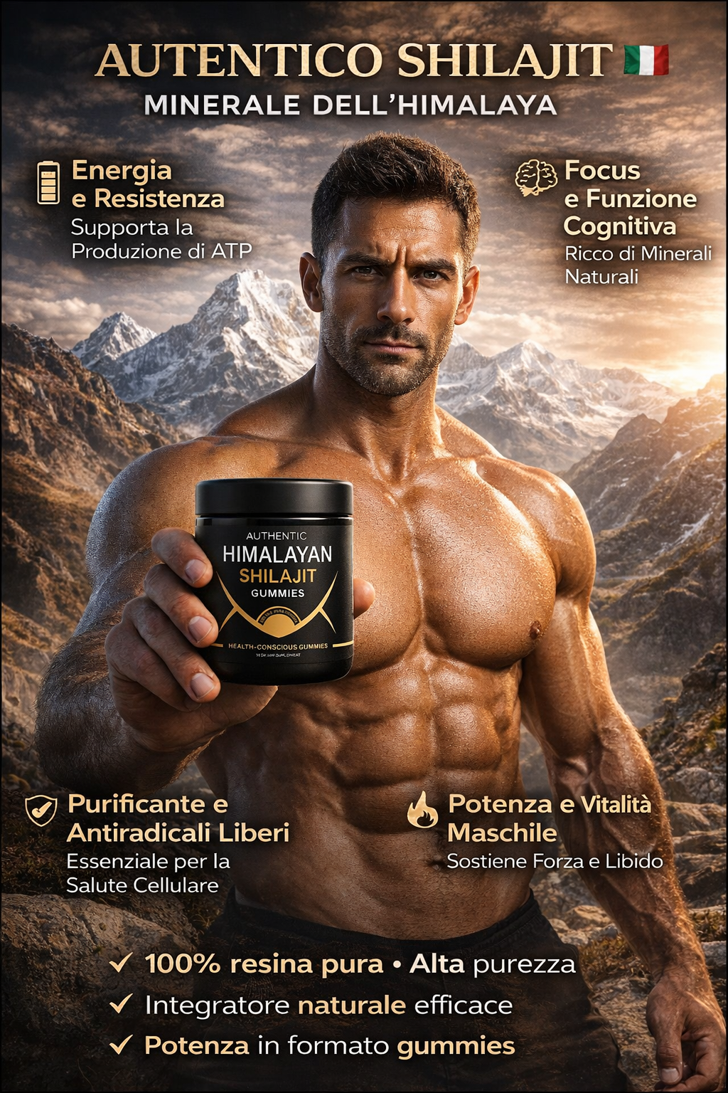 100% Shilajit Gummies 30 gomme 💎 Fonte di energia vitale dell'Himalaya